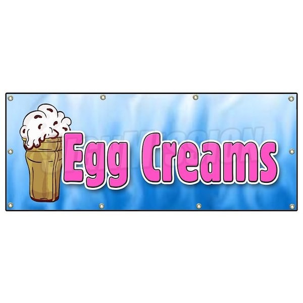 EGG CREAMS BANNER SIGN brooklyn style black and white chocolate soda